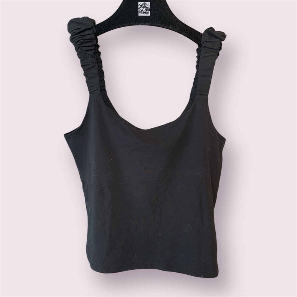 Black Ruched Strap Top
